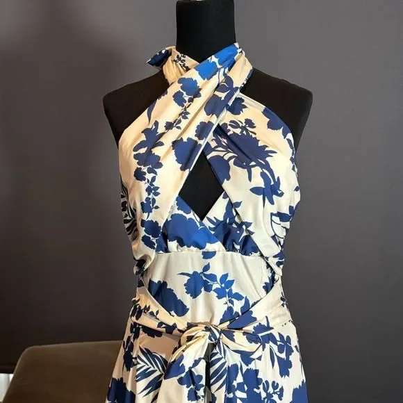 SOLD Women’s Summer Floral Halter Neck Maxi Dress with Ruffles Size L NWOT - Picture 2 of 13